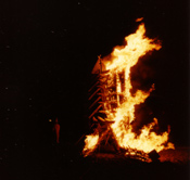 Fully engulfed in flames