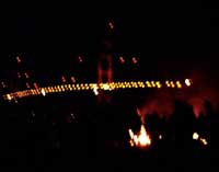 Burning Man with Golden Gate Bridge in Background